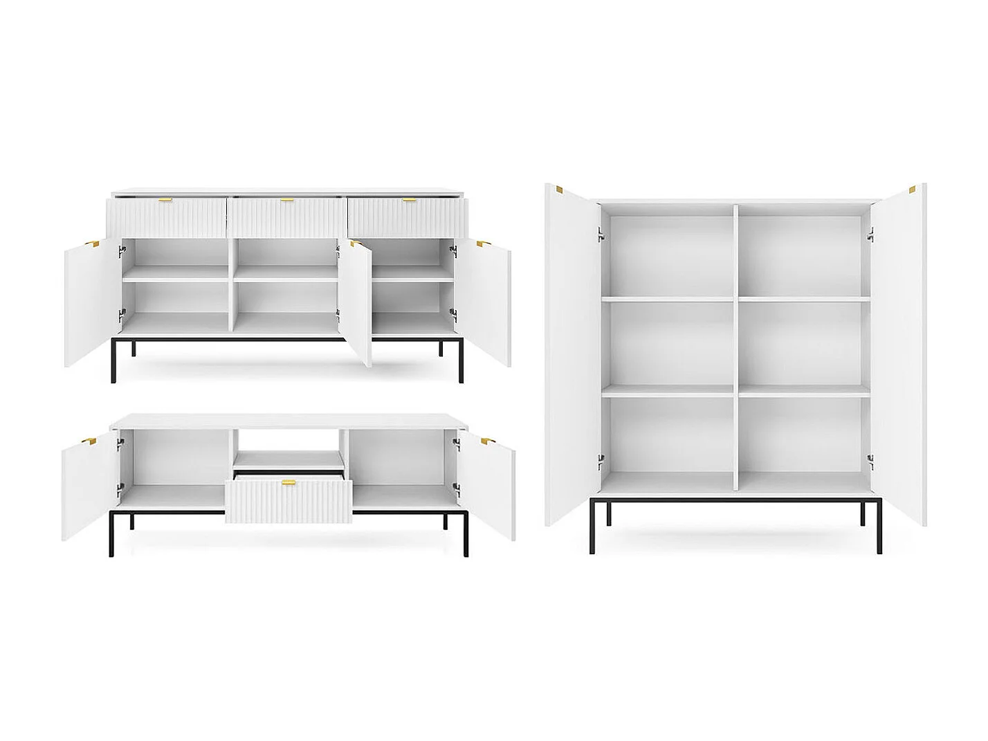 WOHNZIMMER-SET Nova Weiß / Schwarz 3-teilig