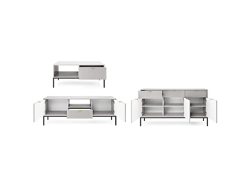 WOHNZIMMER-SET Nova Grau / Schwarz 3-teilig