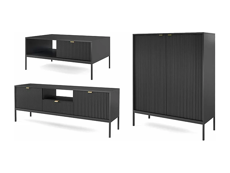 WOHNZIMMER-SET Nova Schwarz / Schwarz 3-teilig