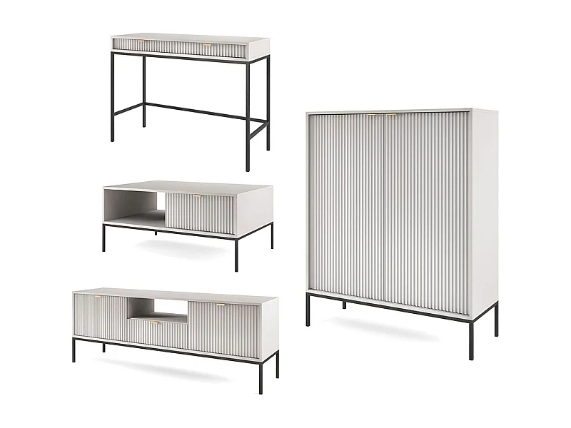 WOHNZIMMER-SET Nova Grau / Schwarz 4-teilig