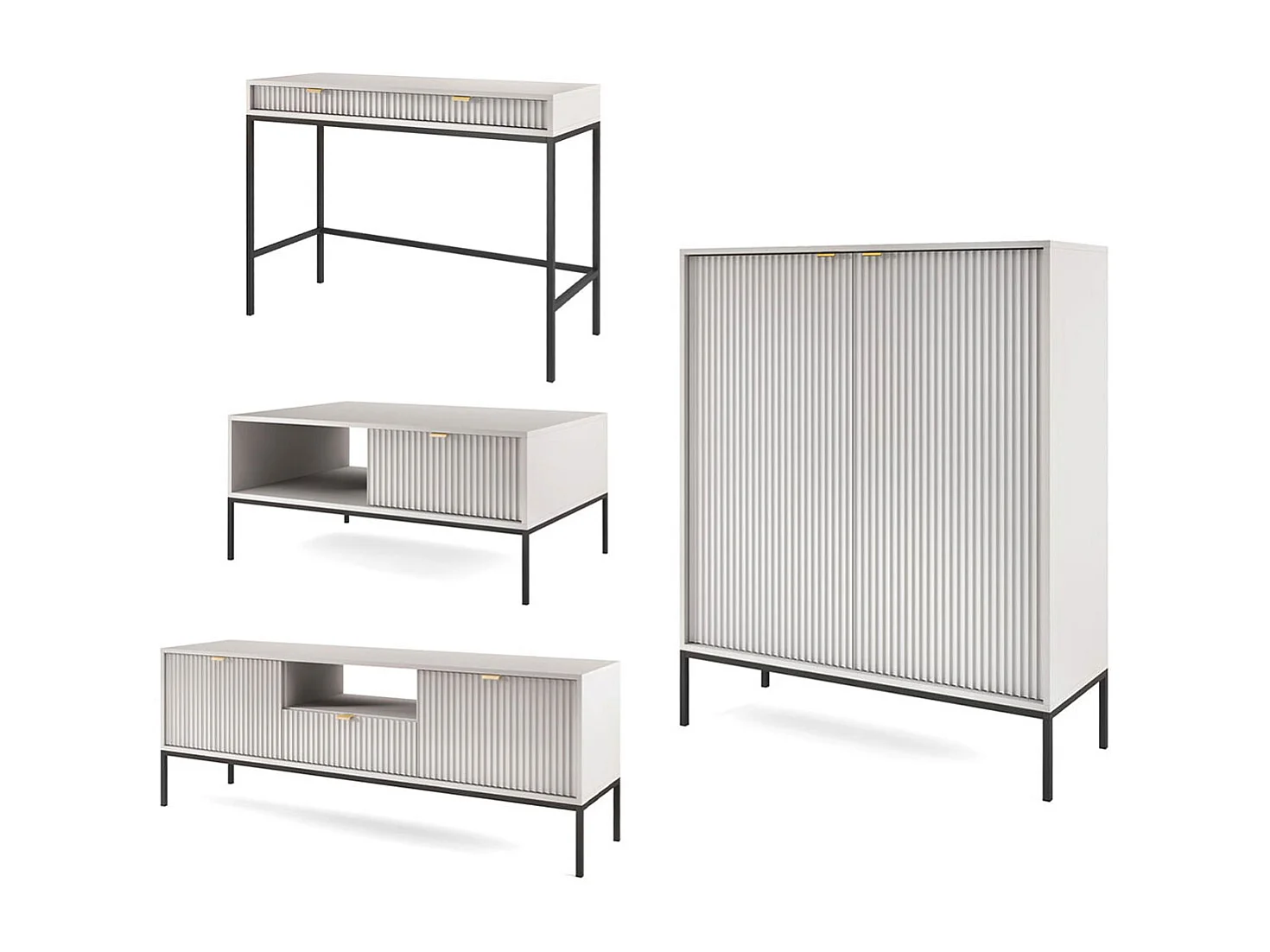 WOHNZIMMER-SET Nova Grau / Schwarz 4-teilig