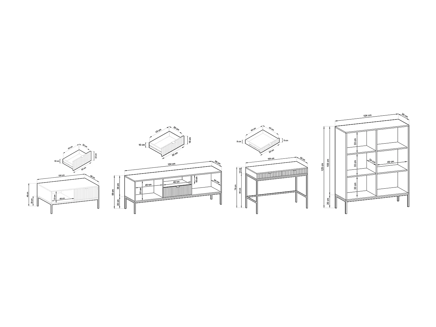 WOHNZIMMER-SET Nova Grau / Schwarz 4-teilig