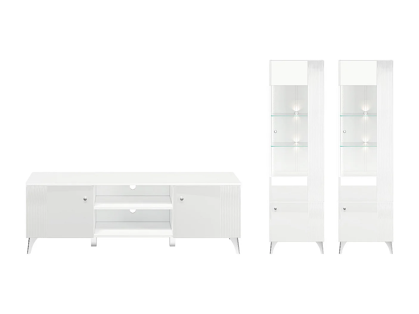 WOHNWAND Villa weiß hochglanz / weiß 3-teilig