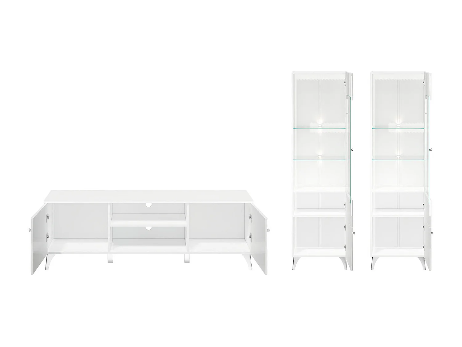 WOHNWAND Villa weiß hochglanz / weiß 3-teilig