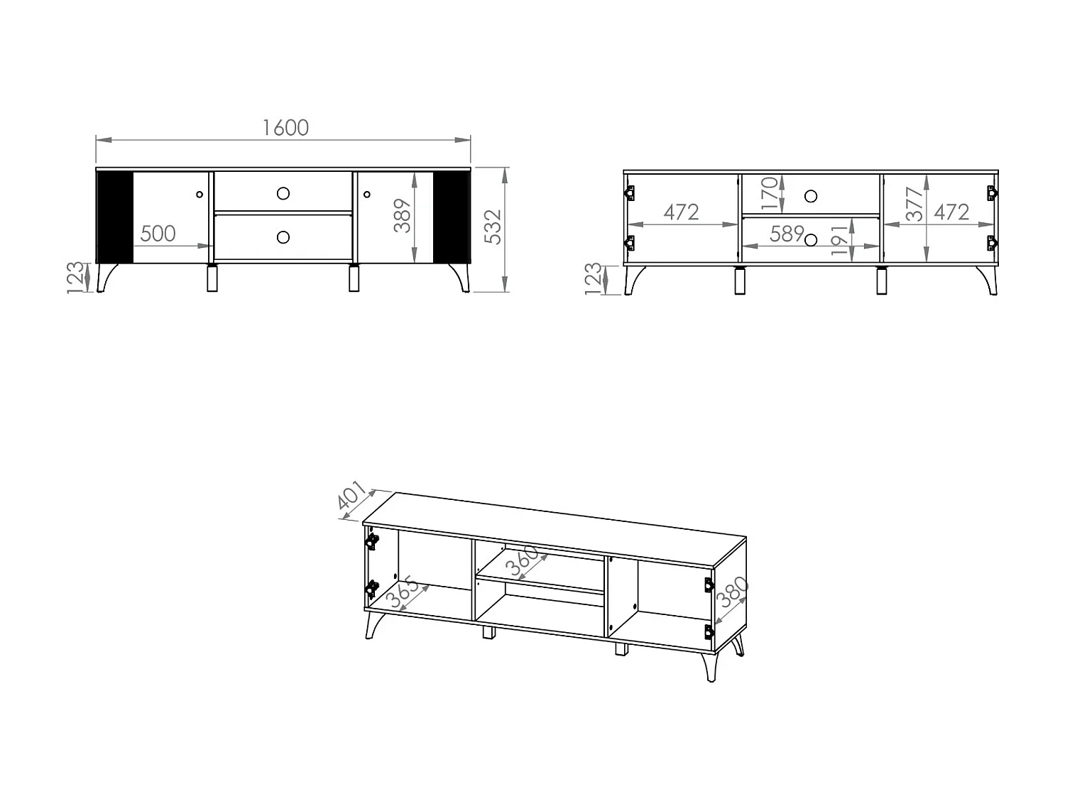 WOHNWAND Villa weiß hochglanz / weiß 3-teilig