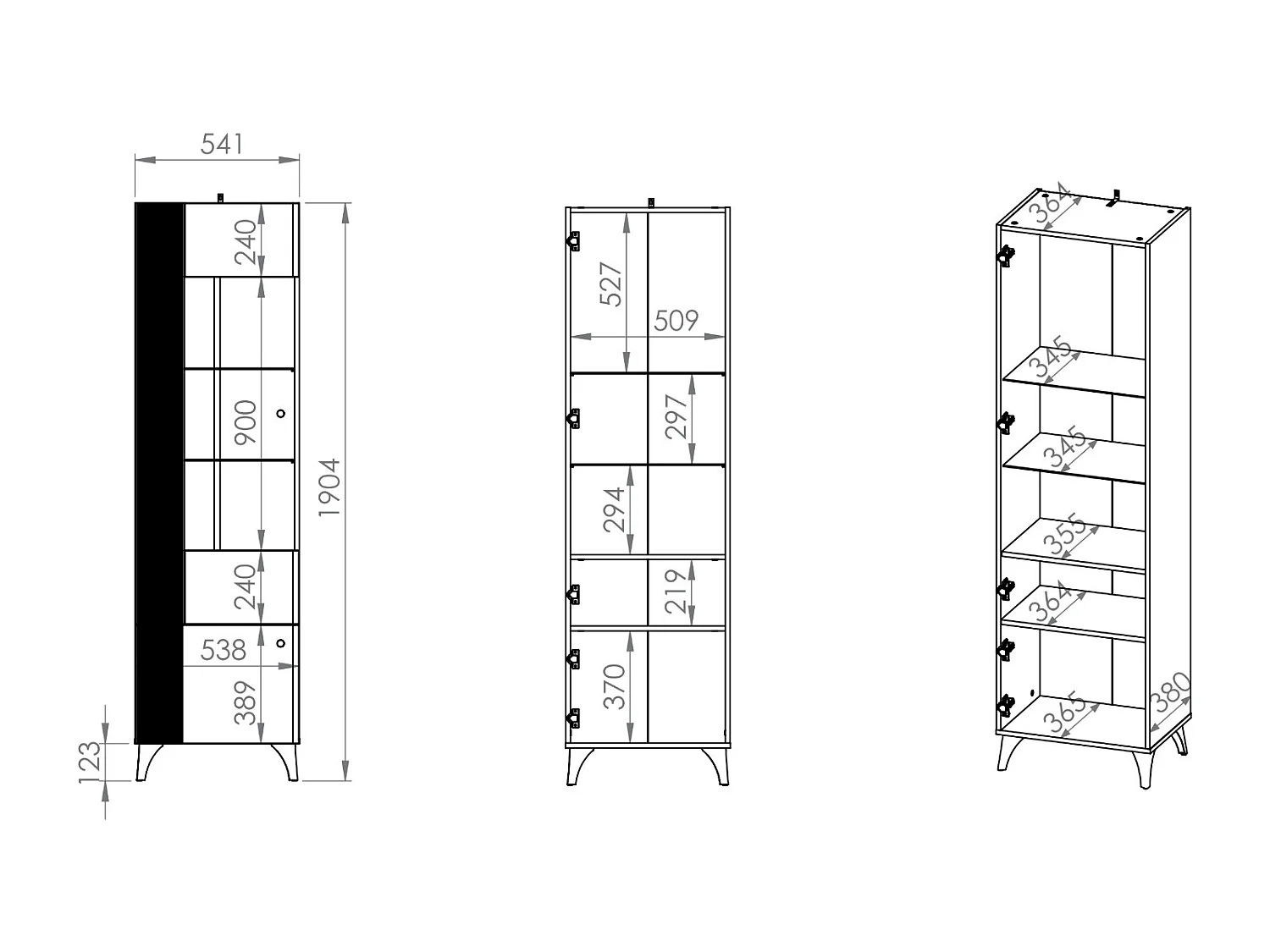 WOHNWAND Villa weiß hochglanz / weiß 3-teilig