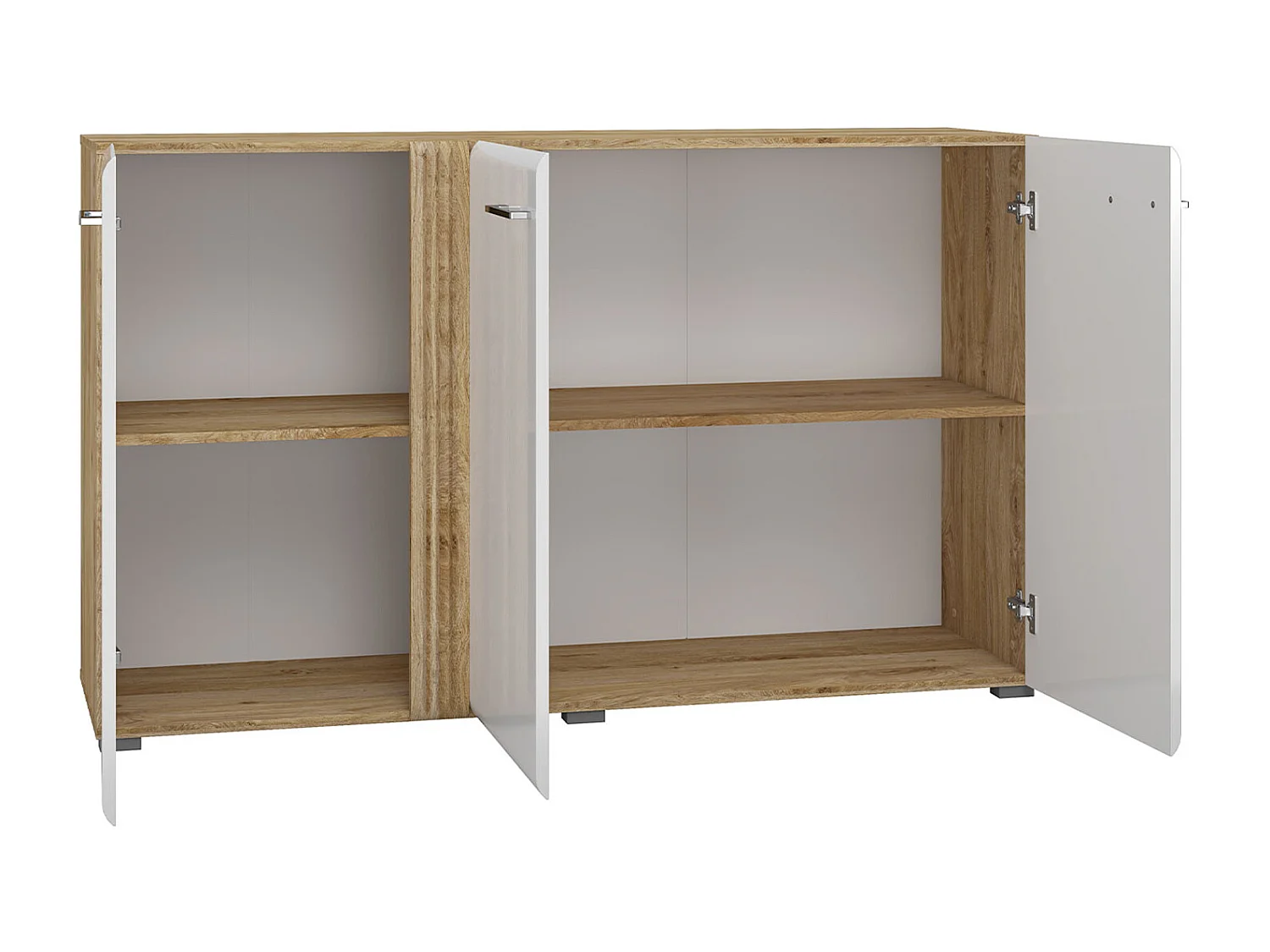 WOHNZIMMER-SET Adagio weiß Hochglanz / Eiche castello 4-teilig