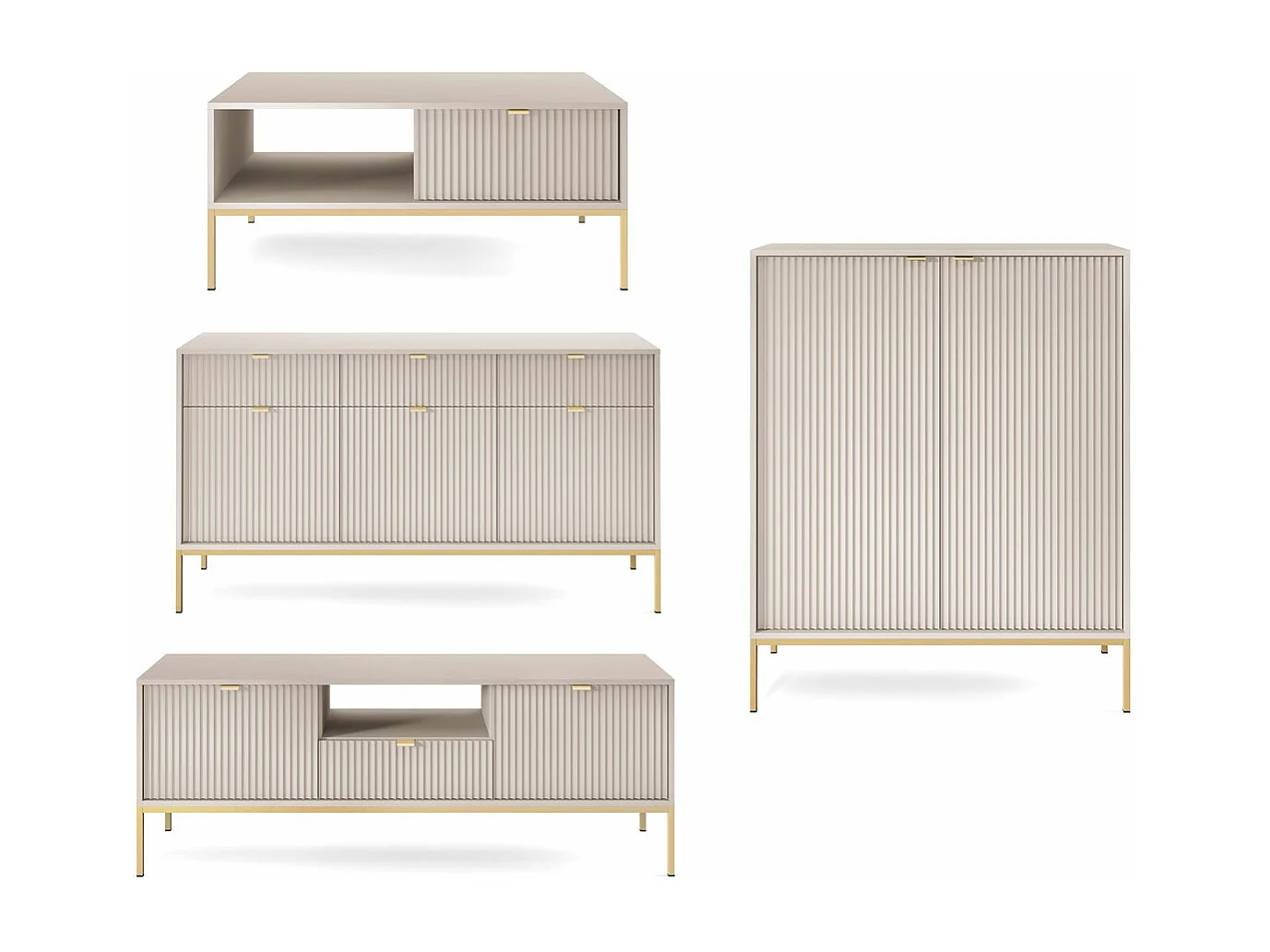 WOHNZIMMER-SET Nova Kaschmir / Gold 4-teilig