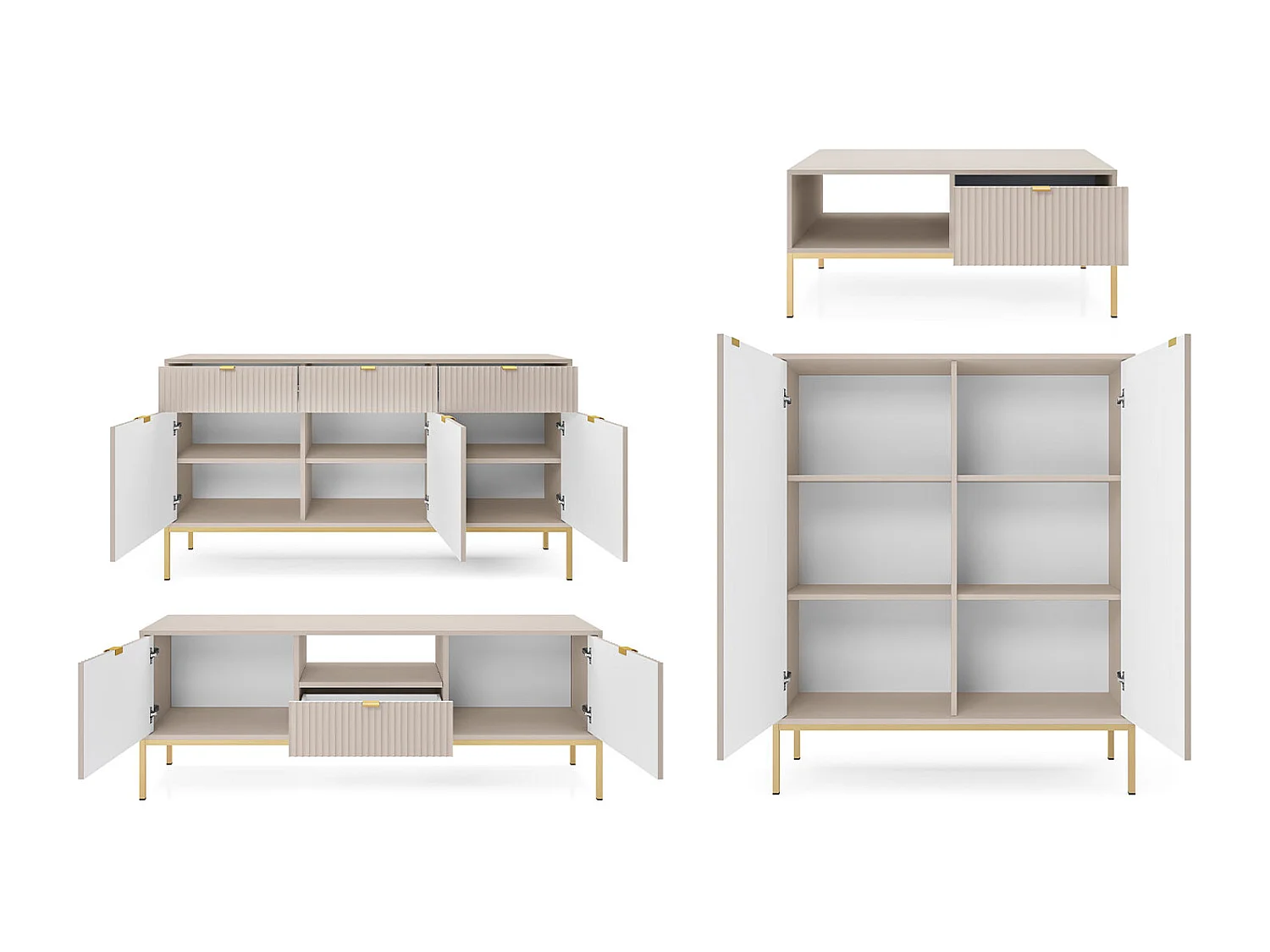 WOHNZIMMER-SET Nova Kaschmir / Gold 4-teilig