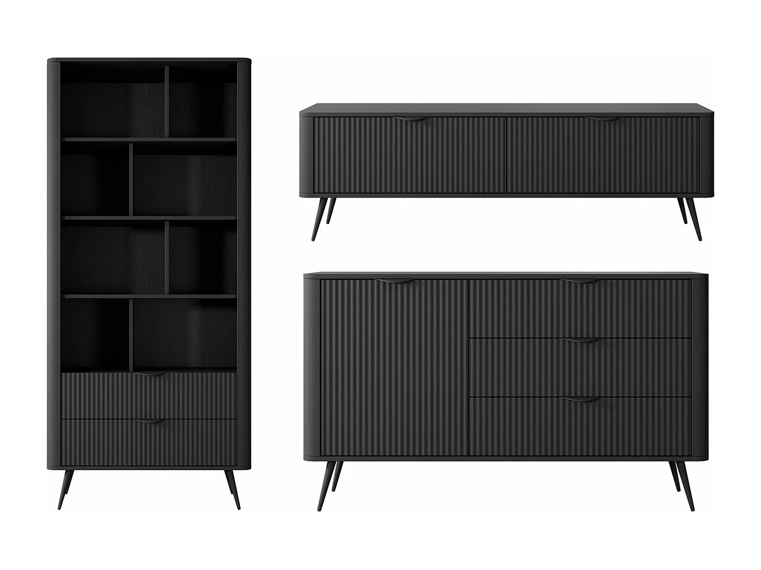 WOHNWAND Lante schwarz 3-teilig