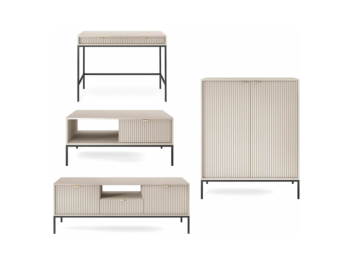 WOHNZIMMER-SET Nova Kaschmir / Schwarz 4-teilig