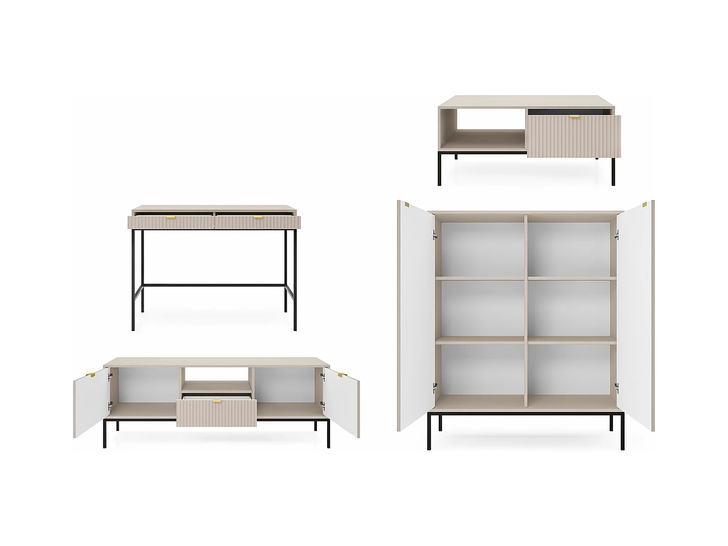 WOHNZIMMER-SET Nova Kaschmir / Schwarz 4-teilig