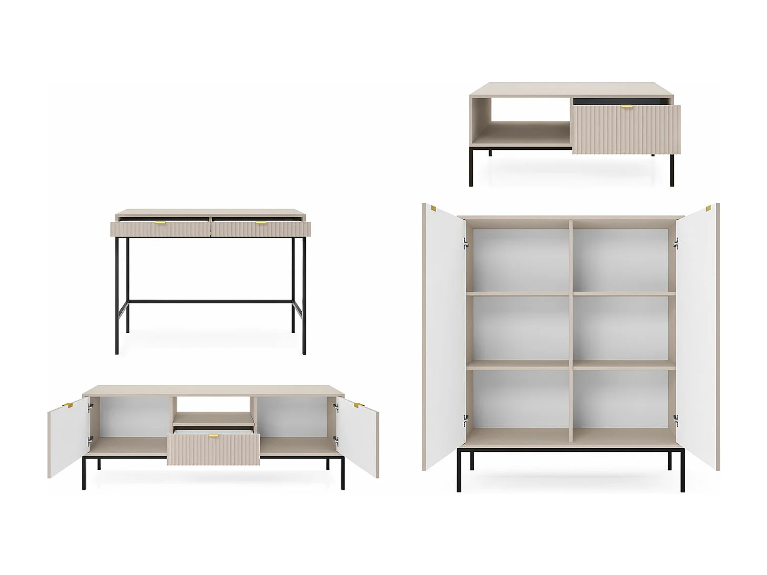 WOHNZIMMER-SET Nova Kaschmir / Schwarz 4-teilig