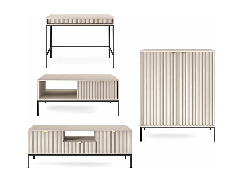 WOHNZIMMER-SET Nova Kaschmir / Schwarz 4-teilig