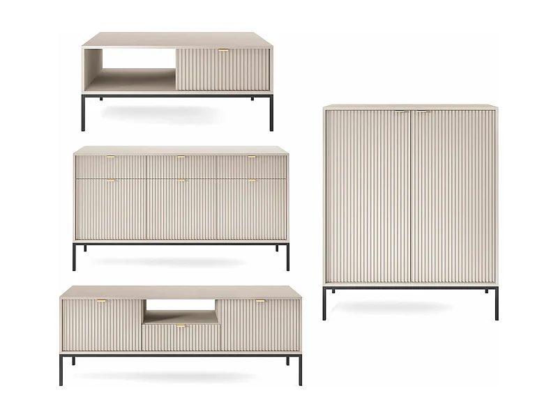 WOHNZIMMER-SET Nova Kaschmir / Schwarz 4-teilig