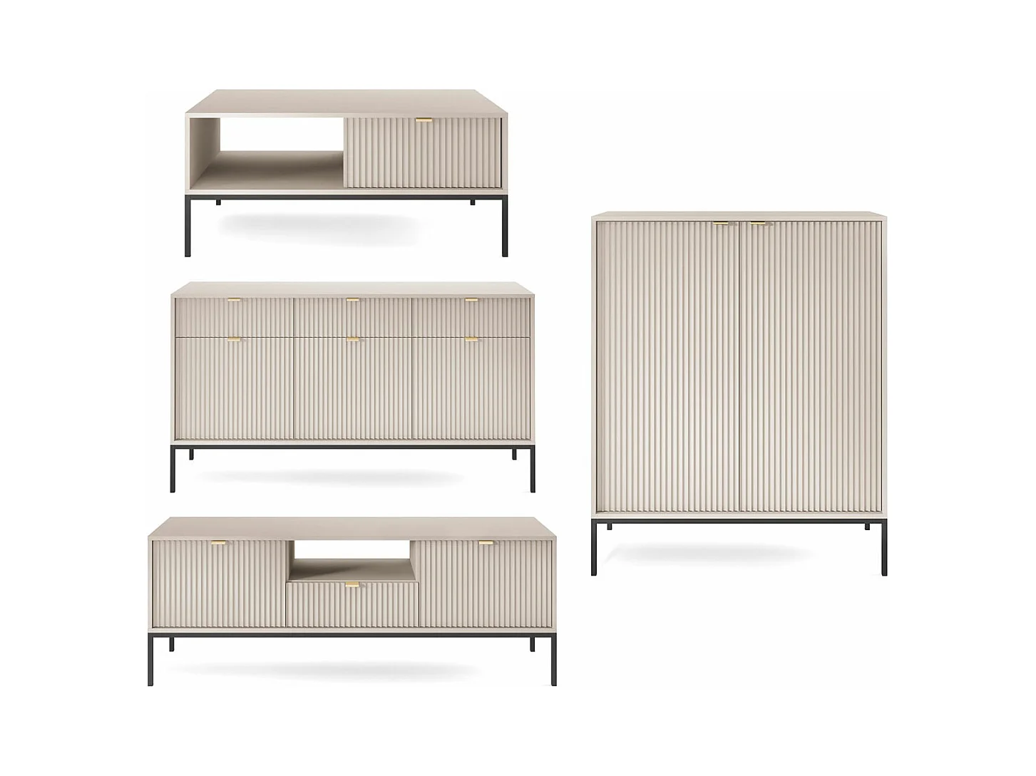 WOHNZIMMER-SET Nova Kaschmir / Schwarz 4-teilig