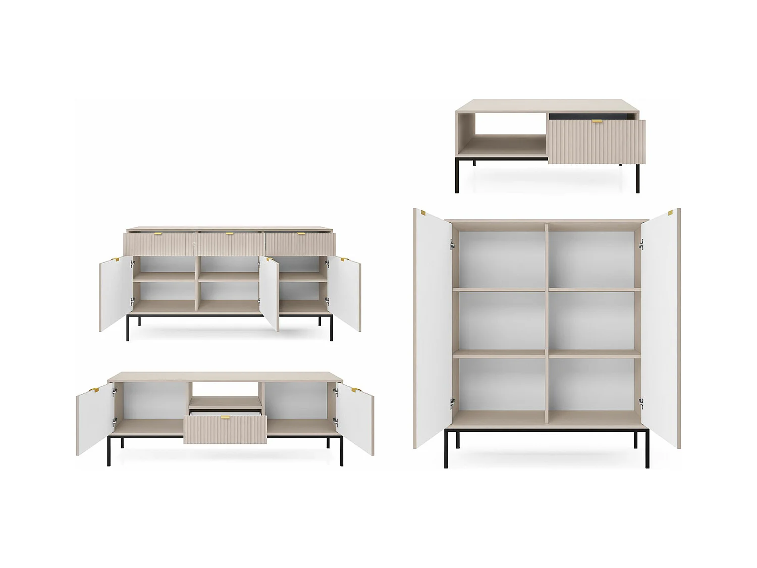 WOHNZIMMER-SET Nova Kaschmir / Schwarz 4-teilig