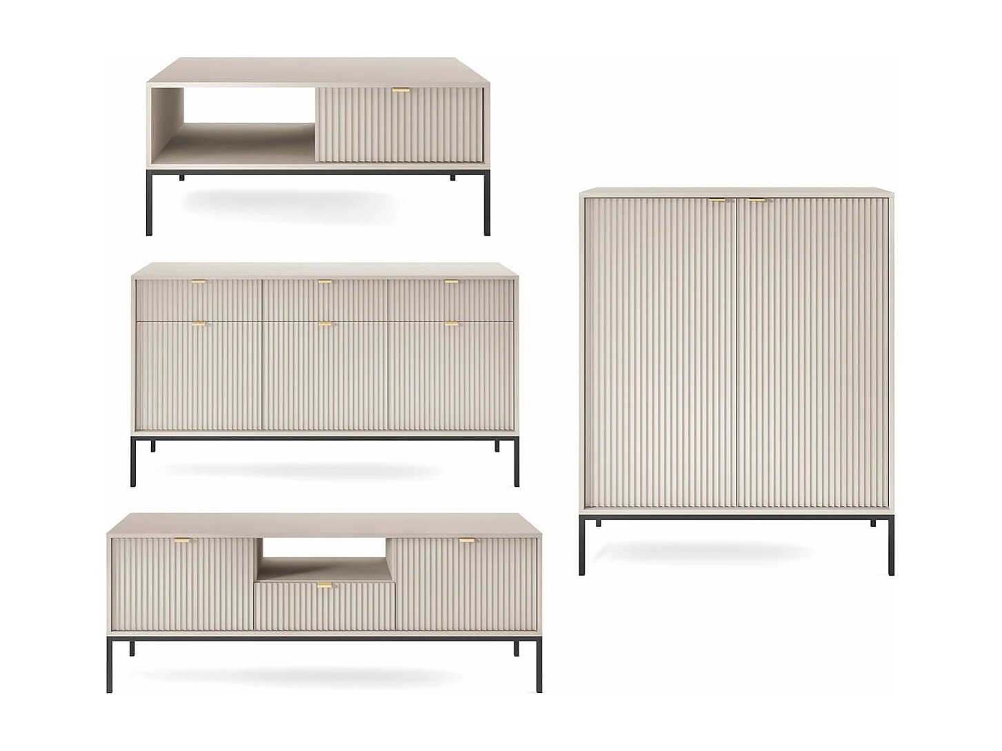 WOHNZIMMER-SET Nova Kaschmir / Schwarz 4-teilig