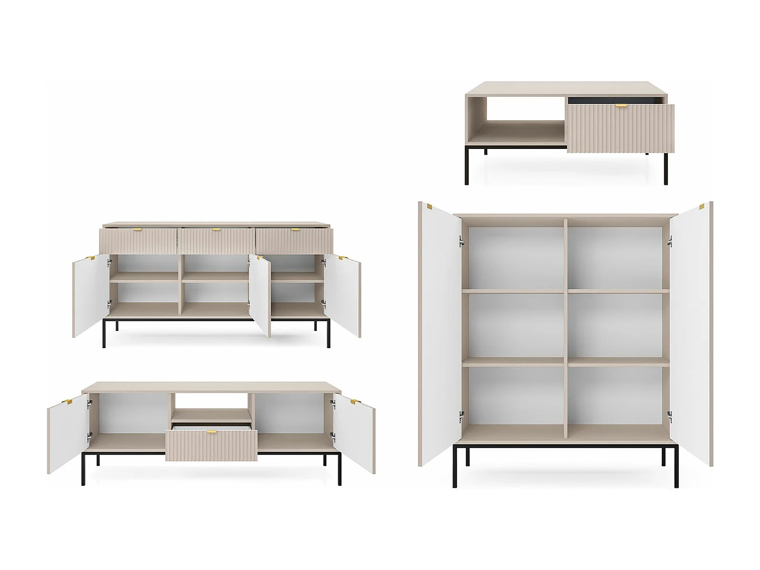 WOHNZIMMER-SET Nova Kaschmir / Schwarz 4-teilig