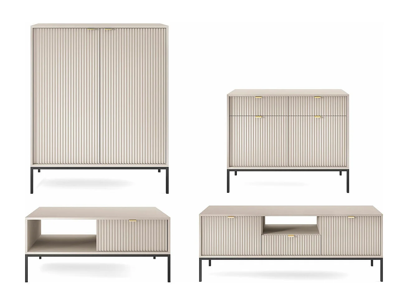 WOHNZIMMER-SET Nova Kaschmir / Schwarz 4-teilig