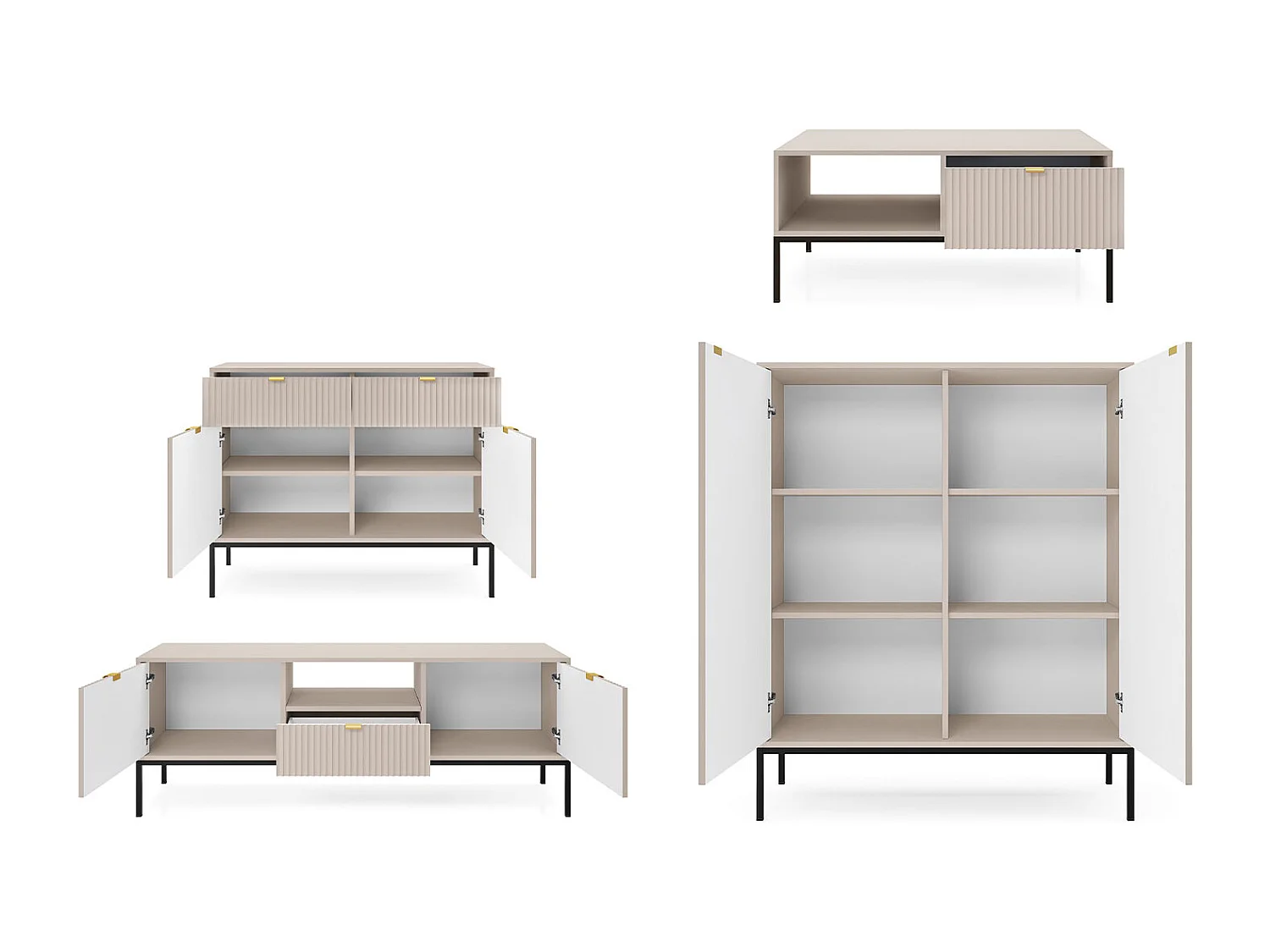 WOHNZIMMER-SET Nova Kaschmir / Schwarz 4-teilig