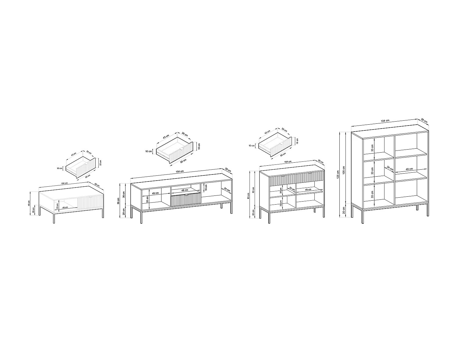 WOHNZIMMER-SET Nova Kaschmir / Schwarz 4-teilig