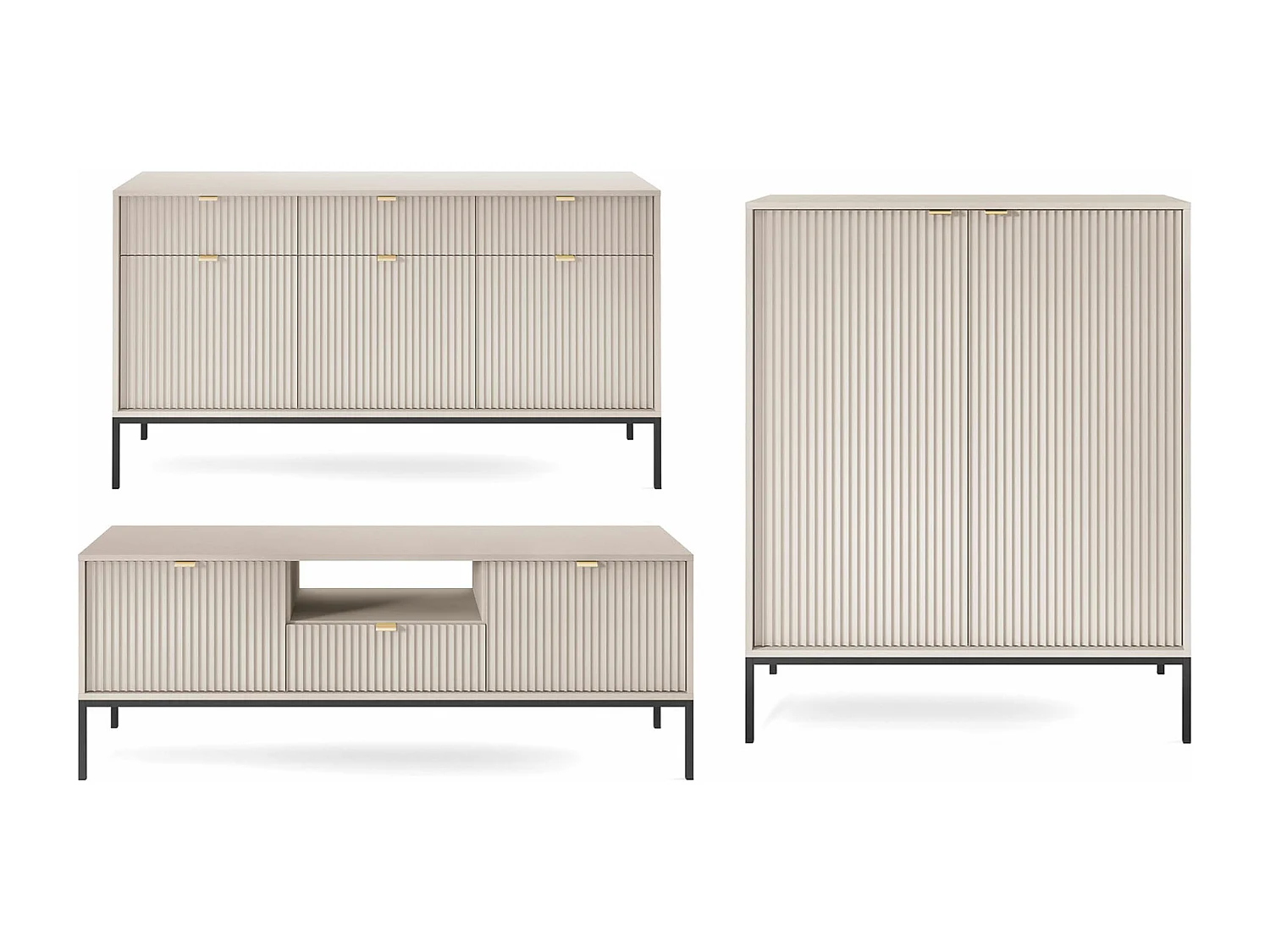 WOHNZIMMER-SET Nova kaschmir / Schwarz 3-teilig