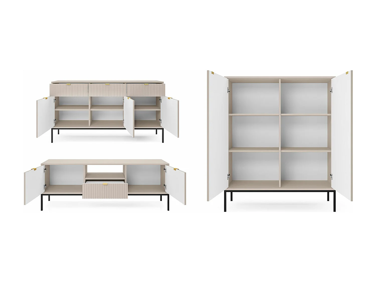 WOHNZIMMER-SET Nova kaschmir / Schwarz 3-teilig