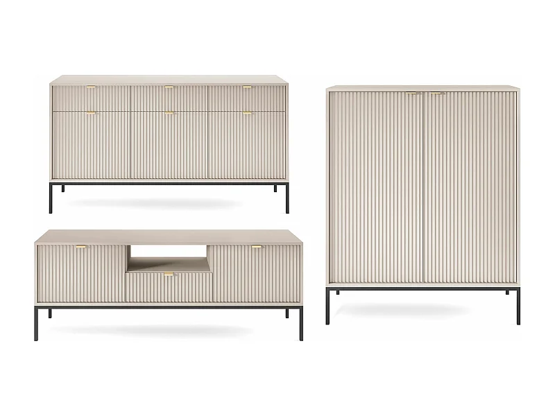 WOHNZIMMER-SET Nova kaschmir / Schwarz 3-teilig