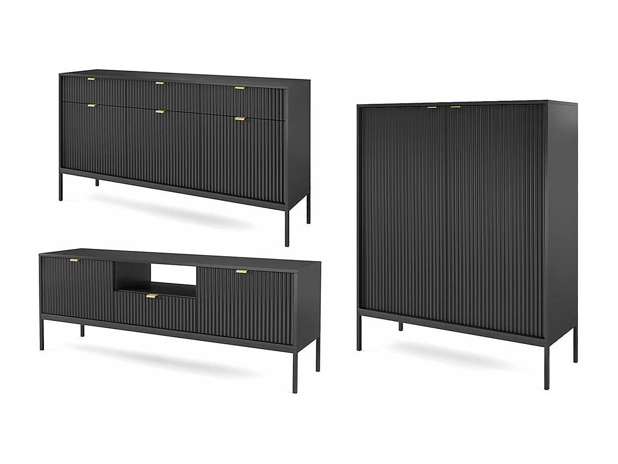 WOHNZIMMER-SET Nova Schwarz / Schwarz 3-teilig