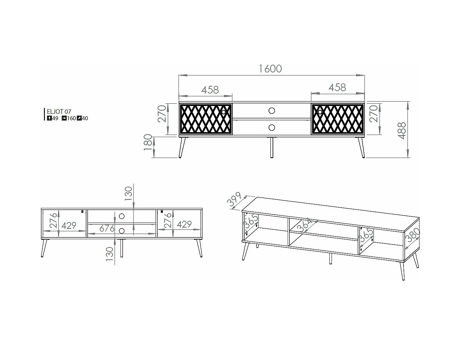WOHNZIMMER-SET Eljot Schwarz 2-teilig