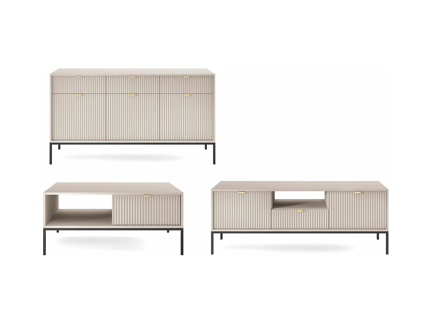 WOHNZIMMER-SET Nova Kaschmir / Schwarz 3-teilig