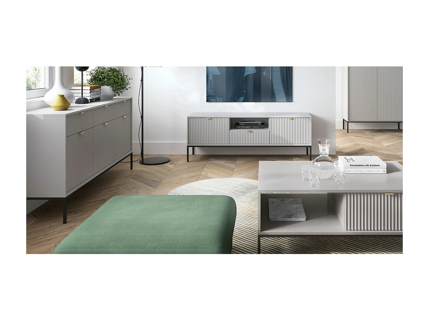 WOHNZIMMER-SET Nova Kaschmir / Schwarz 3-teilig