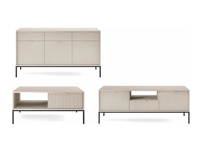 WOHNZIMMER-SET Nova Kaschmir / Schwarz 3-teilig