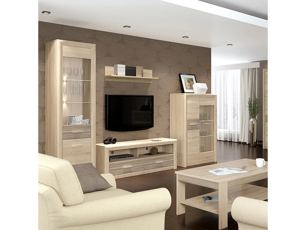 WOHNWAND Castel Sonoma Eiche hell / Sonoma Eiche Trüffel 4-teilig