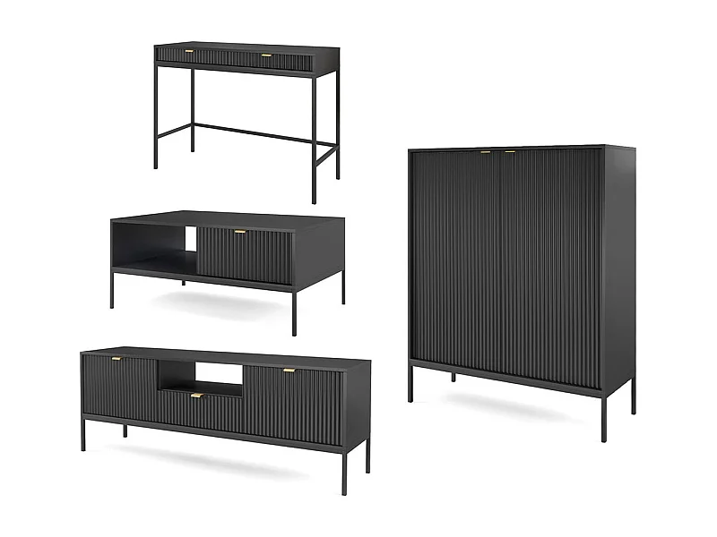 WOHNZIMMER-SET Nova Schwarz / Schwarz 4-teilig