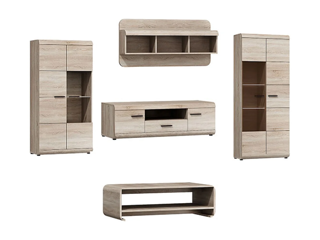 WOHNZIMMER-SET Link Eiche Sonoma 5-teilig