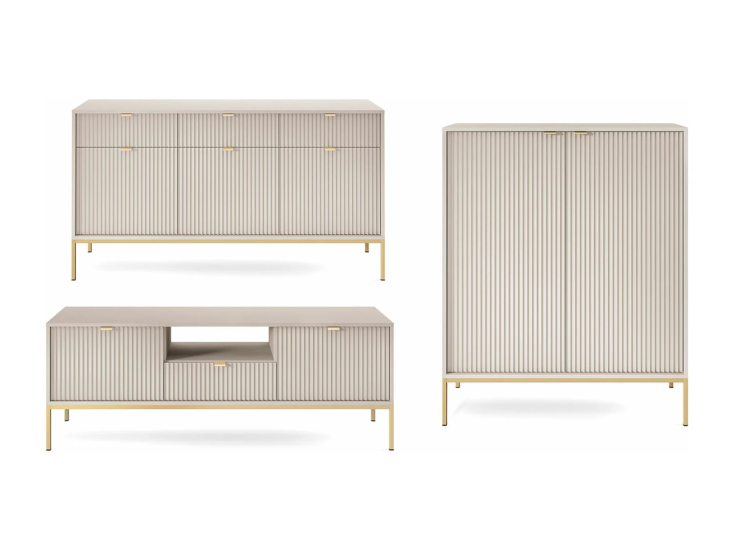 WOHNZIMMER-SET Nova Kaschmir / Gold 3-teilig