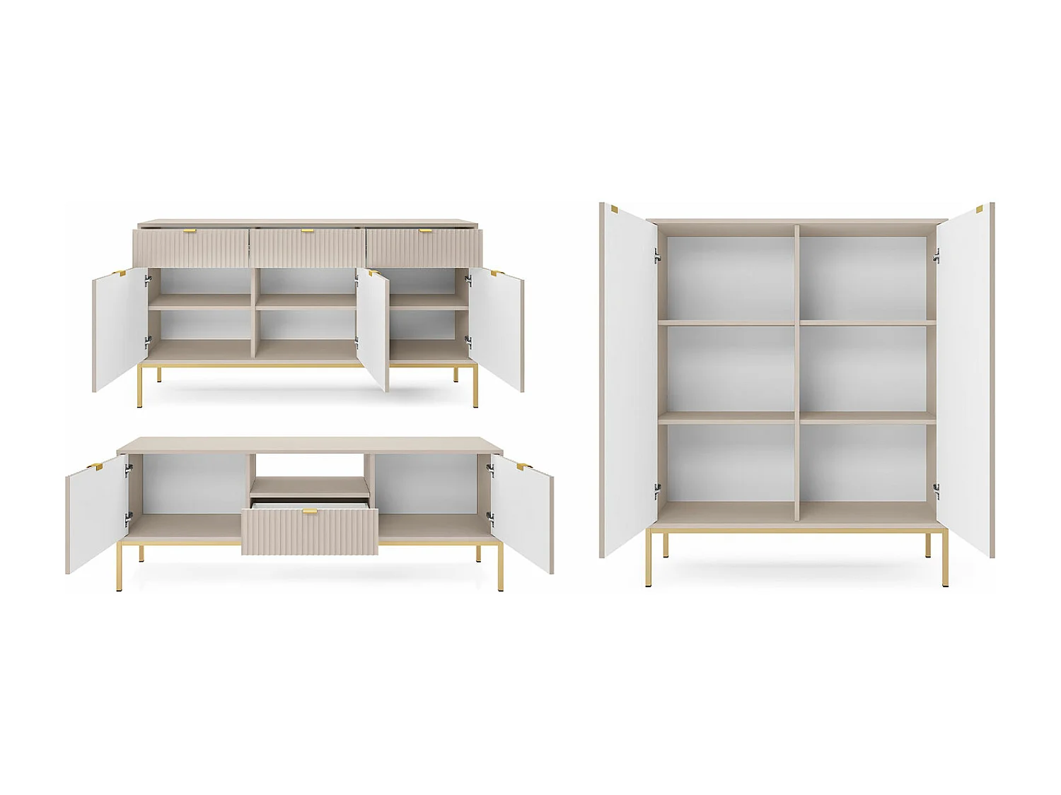 WOHNZIMMER-SET Nova Kaschmir / Gold 3-teilig