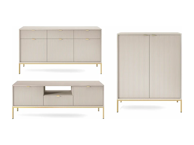 WOHNZIMMER-SET Nova Kaschmir / Gold 3-teilig