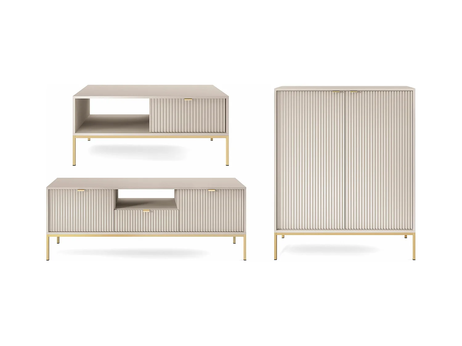 WOHNZIMMER-SET Nova Kaschmir / Gold 3-teilig