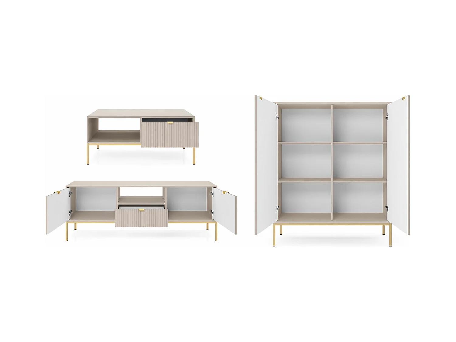 WOHNZIMMER-SET Nova Kaschmir / Gold 3-teilig