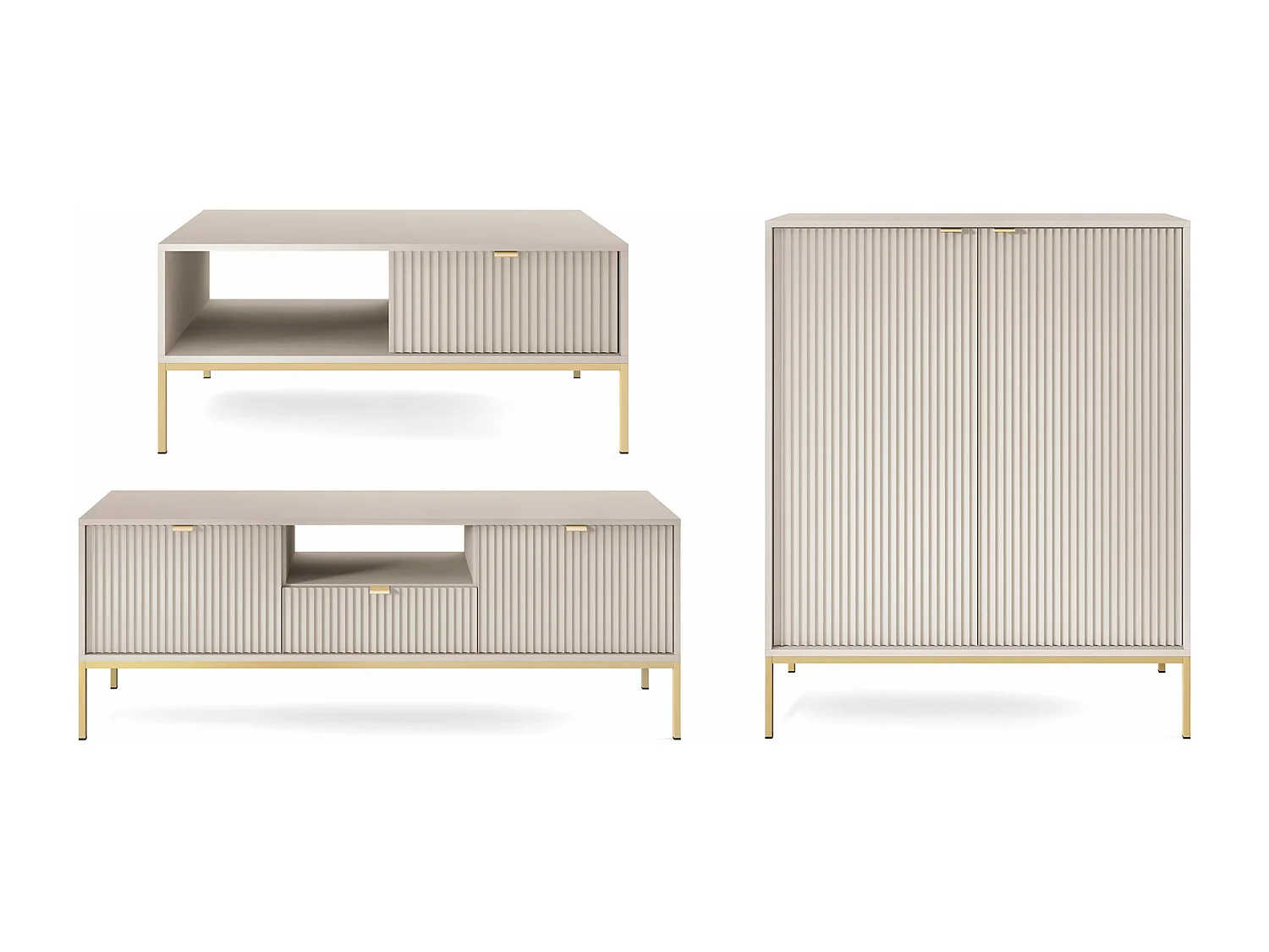 WOHNZIMMER-SET Nova Kaschmir / Gold 3-teilig