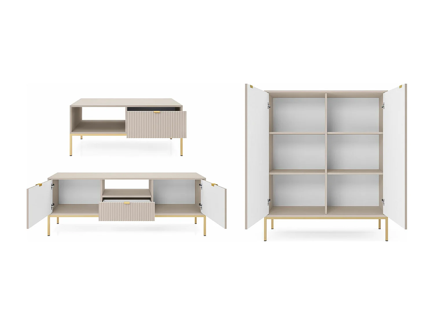 WOHNZIMMER-SET Nova Kaschmir / Gold 3-teilig