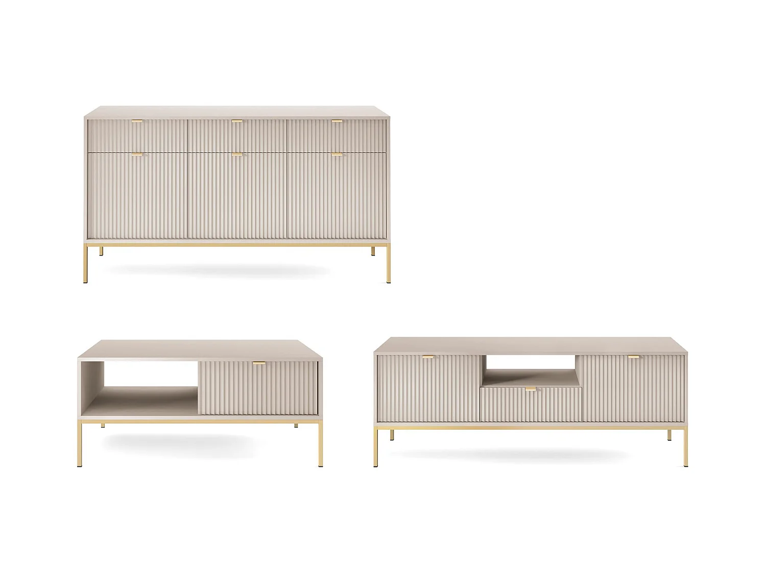 WOHNZIMMER-SET Nova Kaschmir / Gold 3-teilig