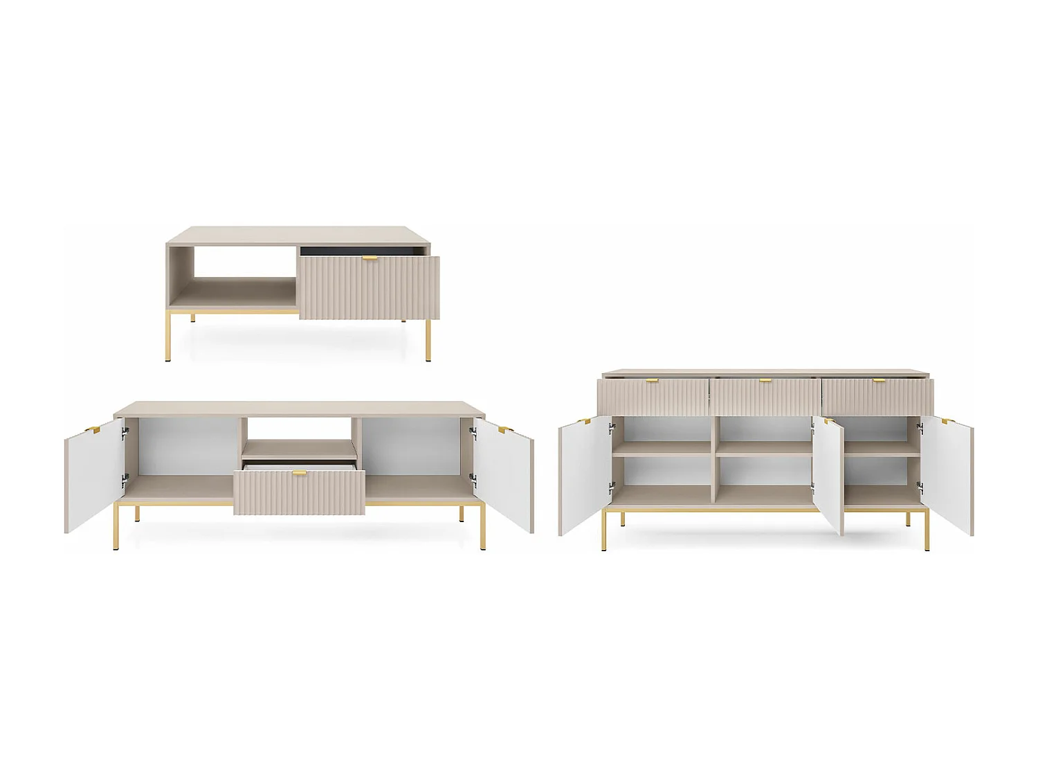 WOHNZIMMER-SET Nova Kaschmir / Gold 3-teilig