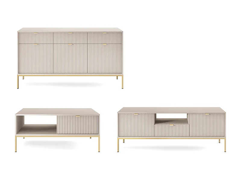 WOHNZIMMER-SET Nova Kaschmir / Gold 3-teilig