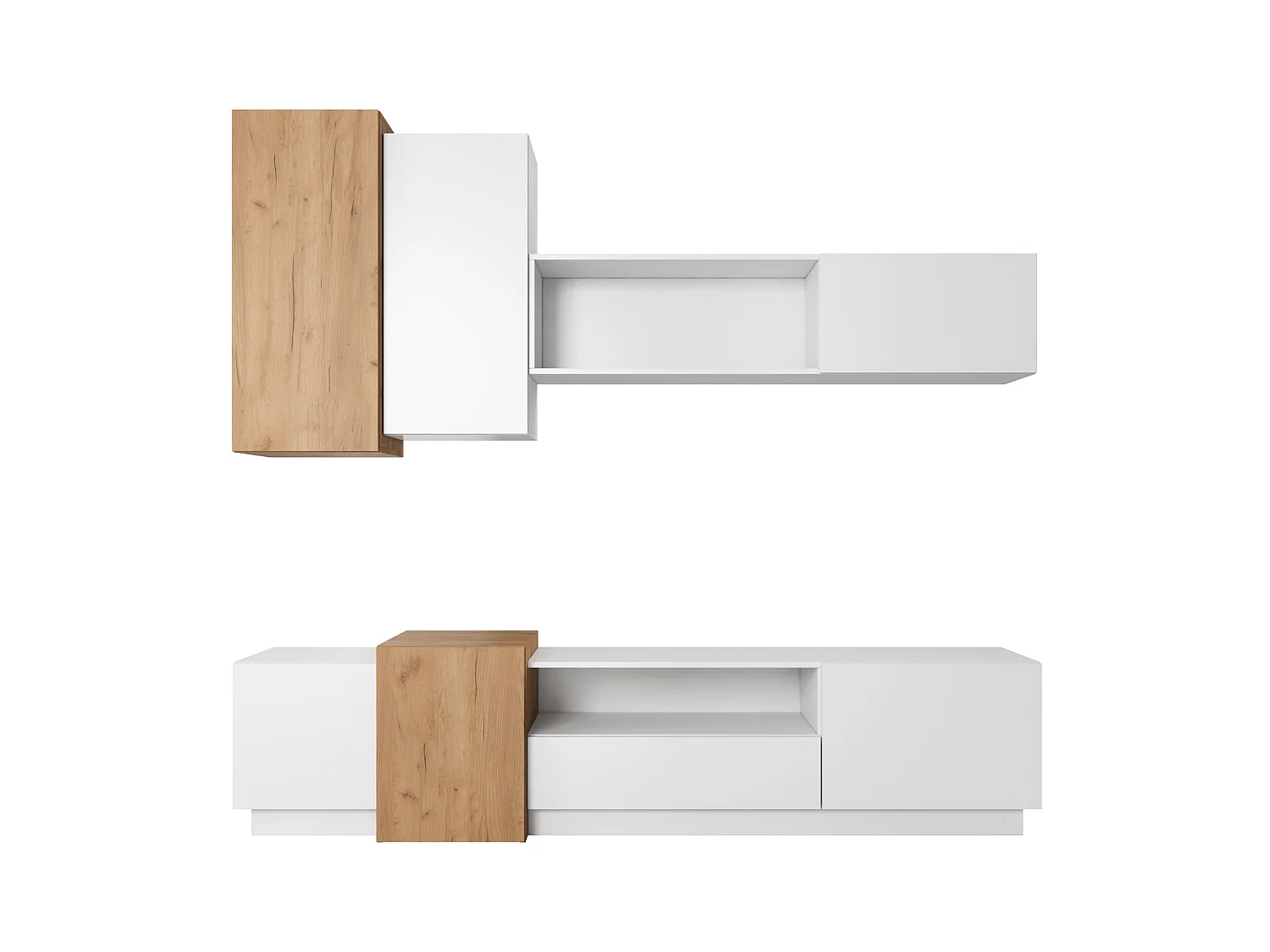 WOHNWAND 3D weiß / Gold Craft Eiche 5-teilig