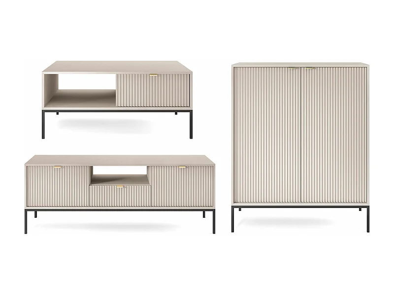 WOHNZIMMER-SET Nova Kaschmir / Schwarz 3-teilig