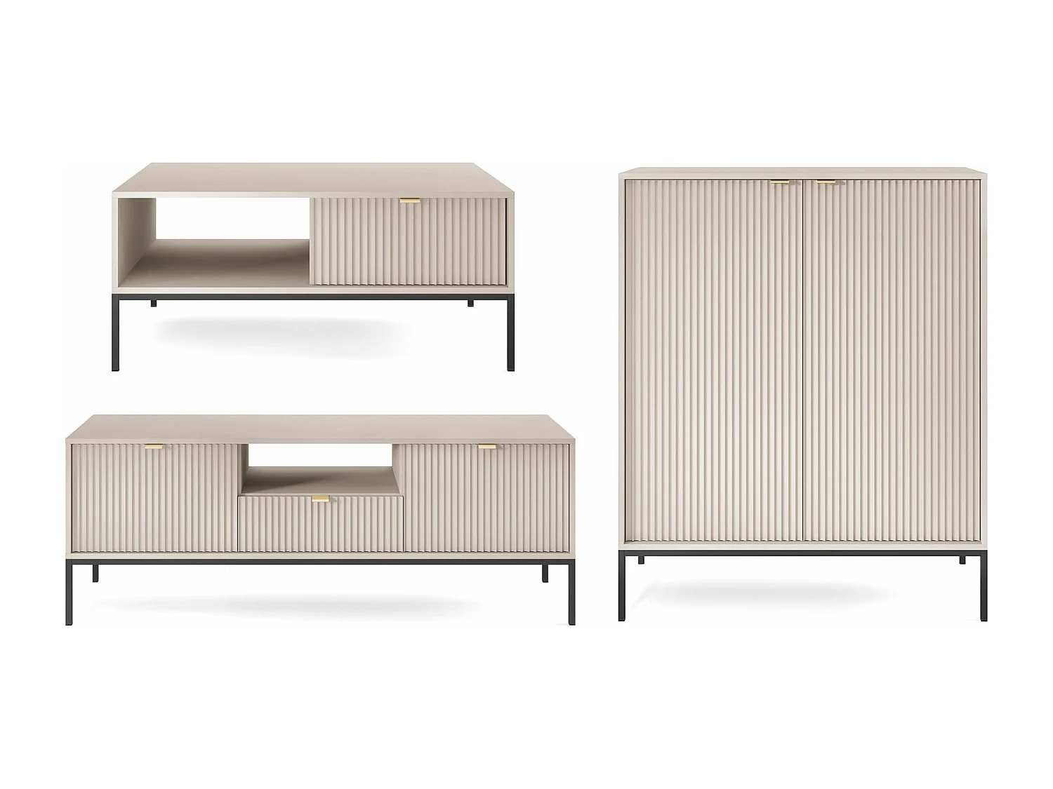 WOHNZIMMER-SET Nova Kaschmir / Schwarz 3-teilig